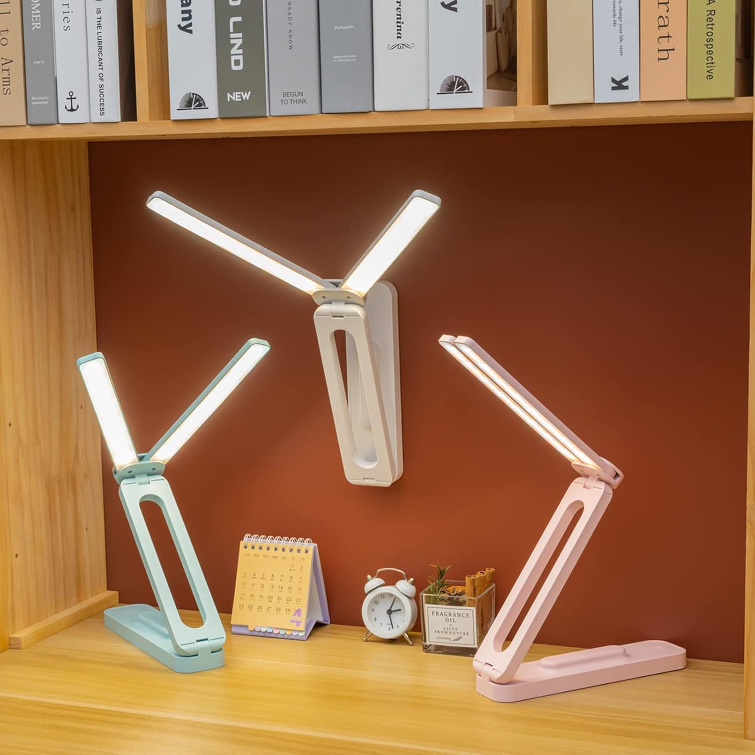 Double Head Desk Lamp for Home Office,Portable Small Desk Lamp with 3 Lighting Modes. Blue