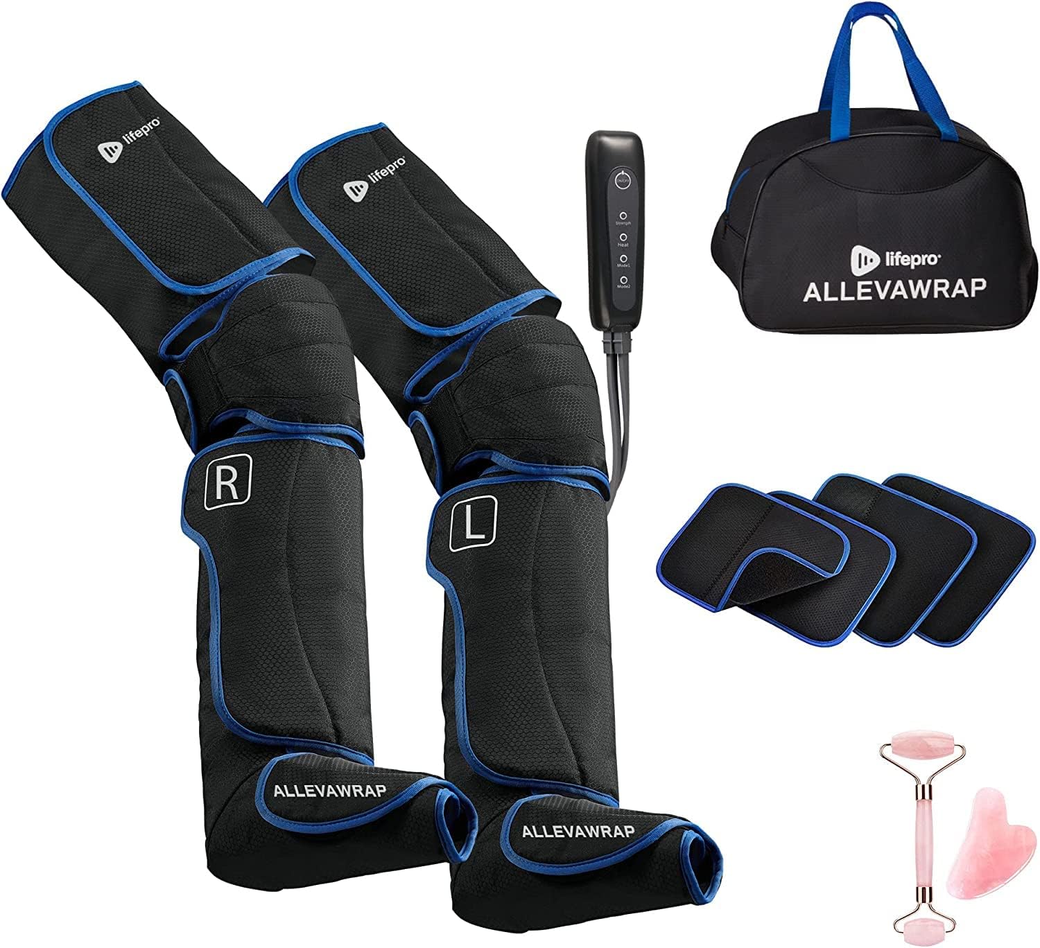 LifePro Leg Massager for Circulation and Pain Relief -Certified Leg Compression Massage Boots with Heat, Foot and Calf Massage, Recovery Machine with 5 Modes and 2 Extension Wraps