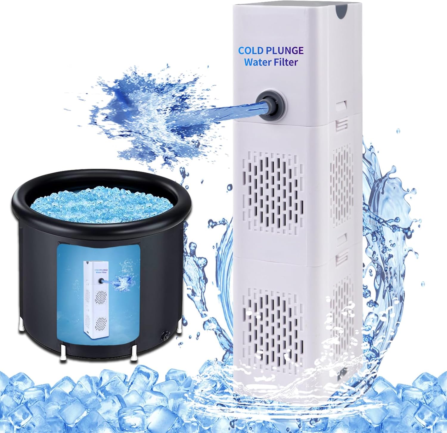 Cold Plunge Filter, 500 GPH Cold Pod Ice Bath Tub Filter, Ice Bath & Cold Plunge Accessories, Reusable Ice Bath Tub Filter, Ice Bath Water Cleaner