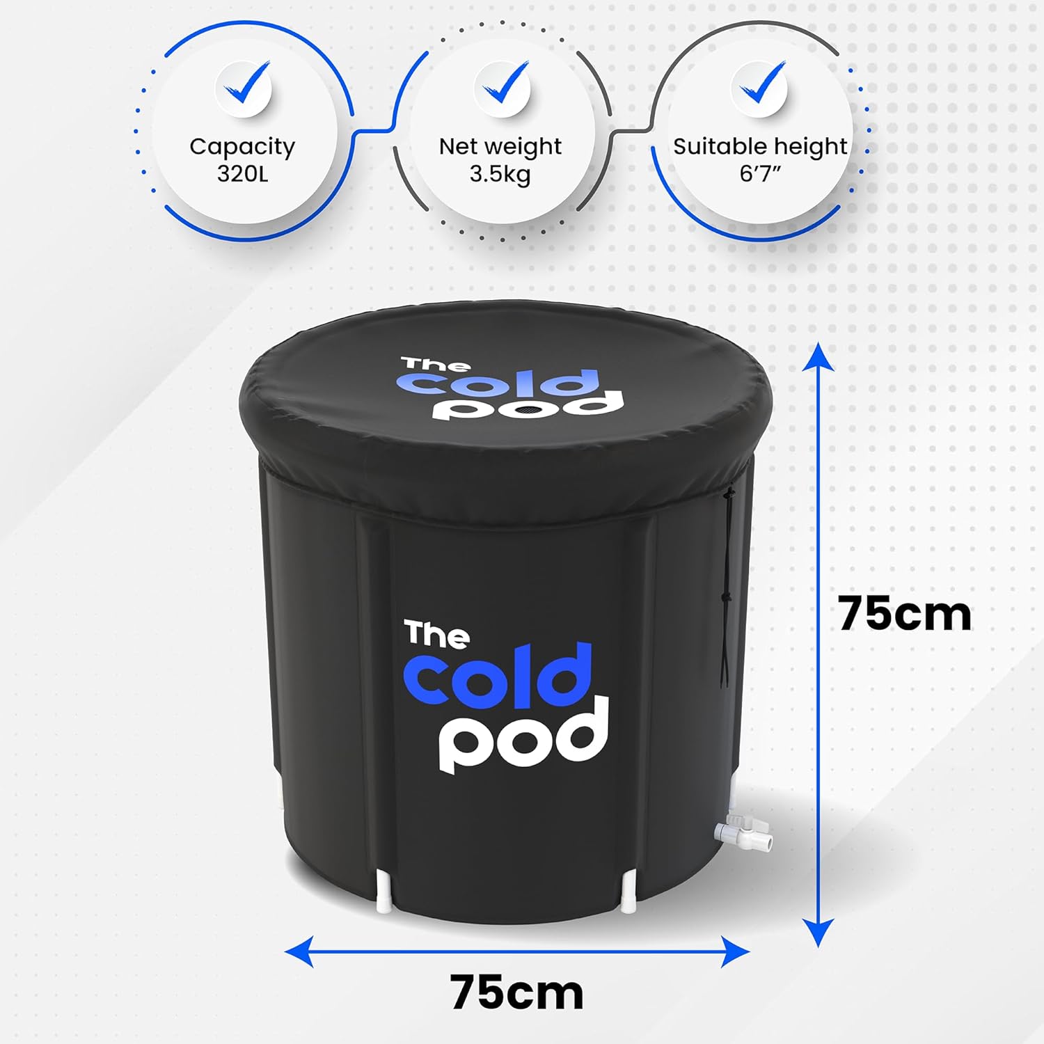The Cold Pod Ice Bath Tub for Athletes with Cover: 88 Gallons Cold Plunge Tub for Recovery, Multiple Layered Portable Ice Bath Plunge Pool - Image 6