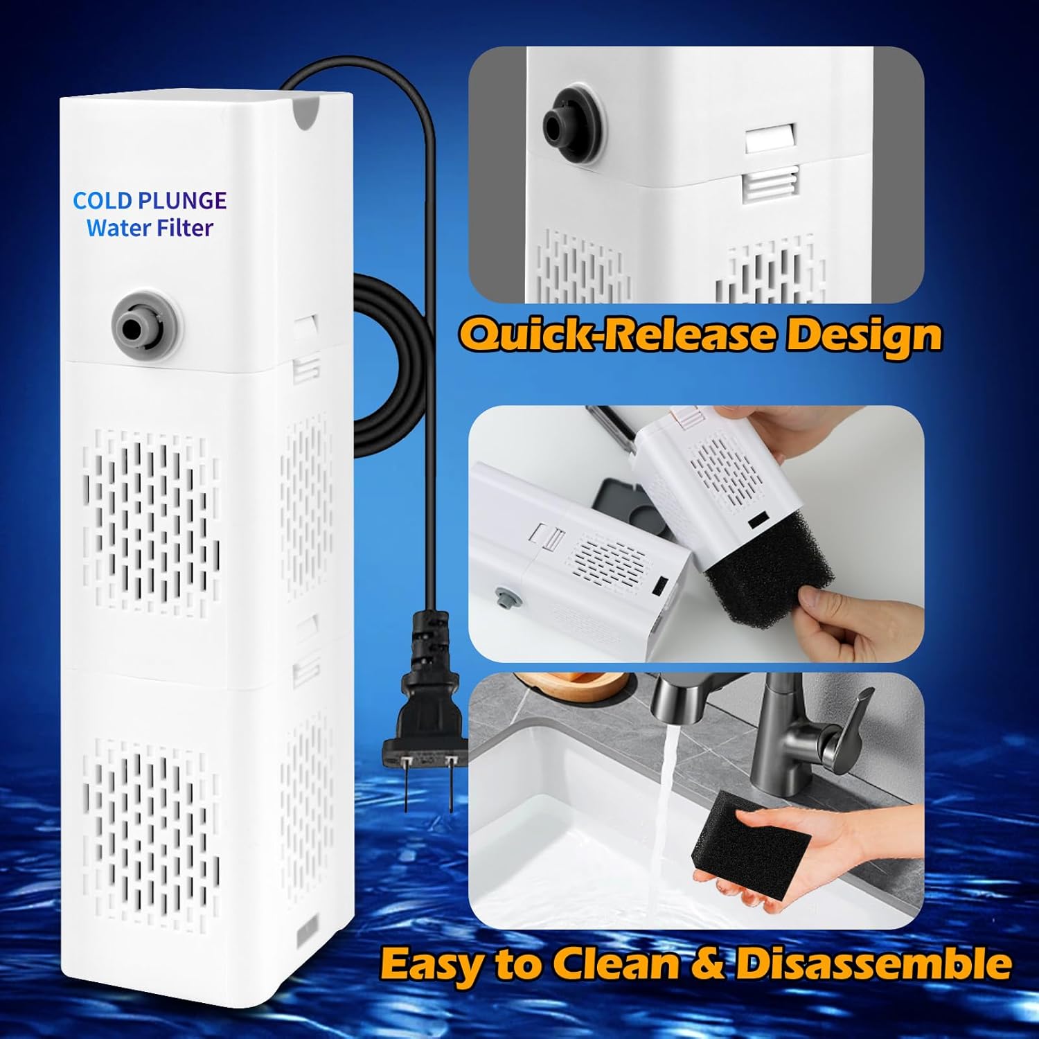 Cold Plunge Filter, 500 GPH Cold Pod Ice Bath Tub Filter, Ice Bath & Cold Plunge Accessories, Reusable Ice Bath Tub Filter, Ice Bath Water Cleaner - Image 5