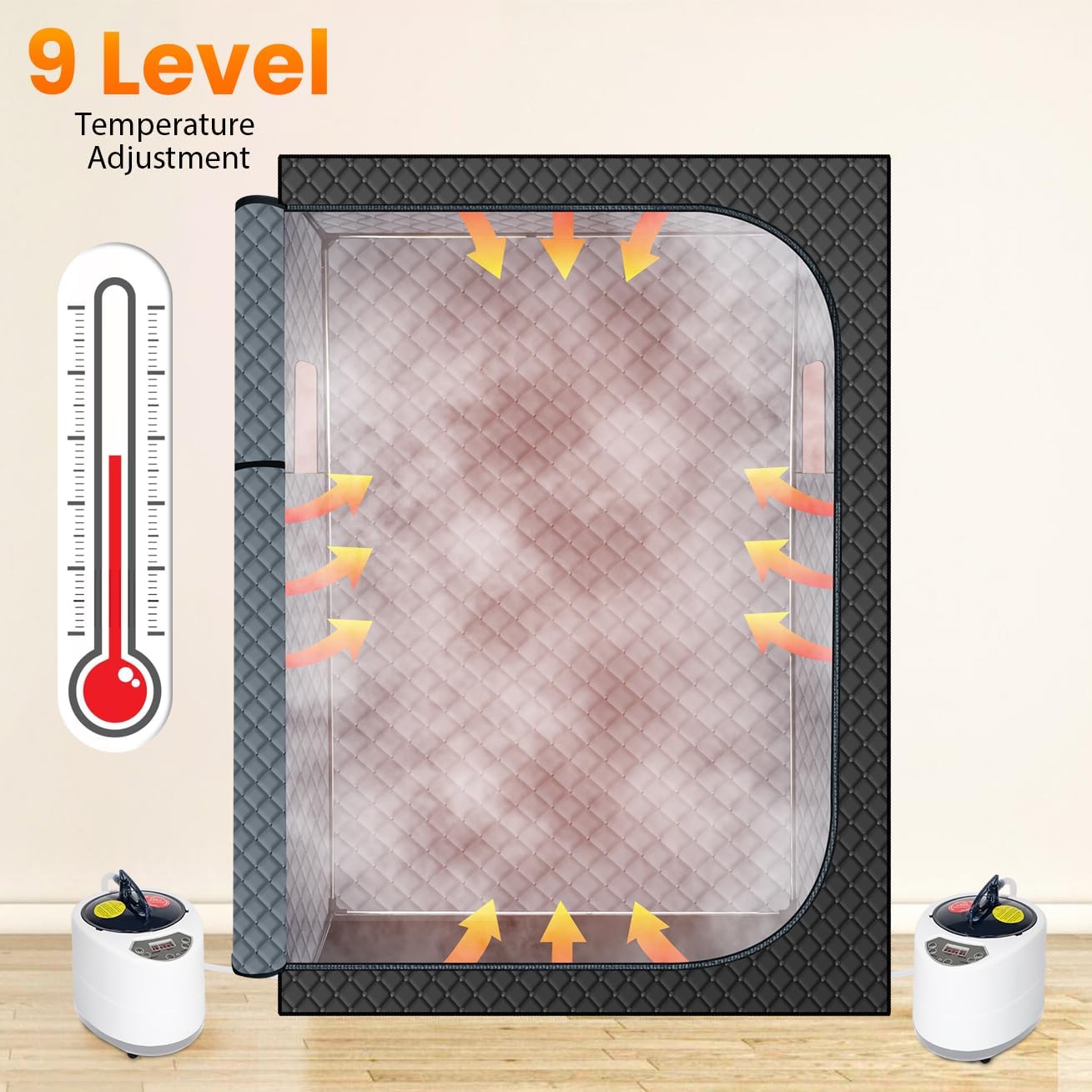 MIXC Full Body Portable Personal Saunas Box for Home, 2 Person Steam Sauna at Home Spa with 2.6L & 1500W, Two-Person with 2 Foldable Chairs, Remote Control, Home Sauna for Gym, Black - Image 2