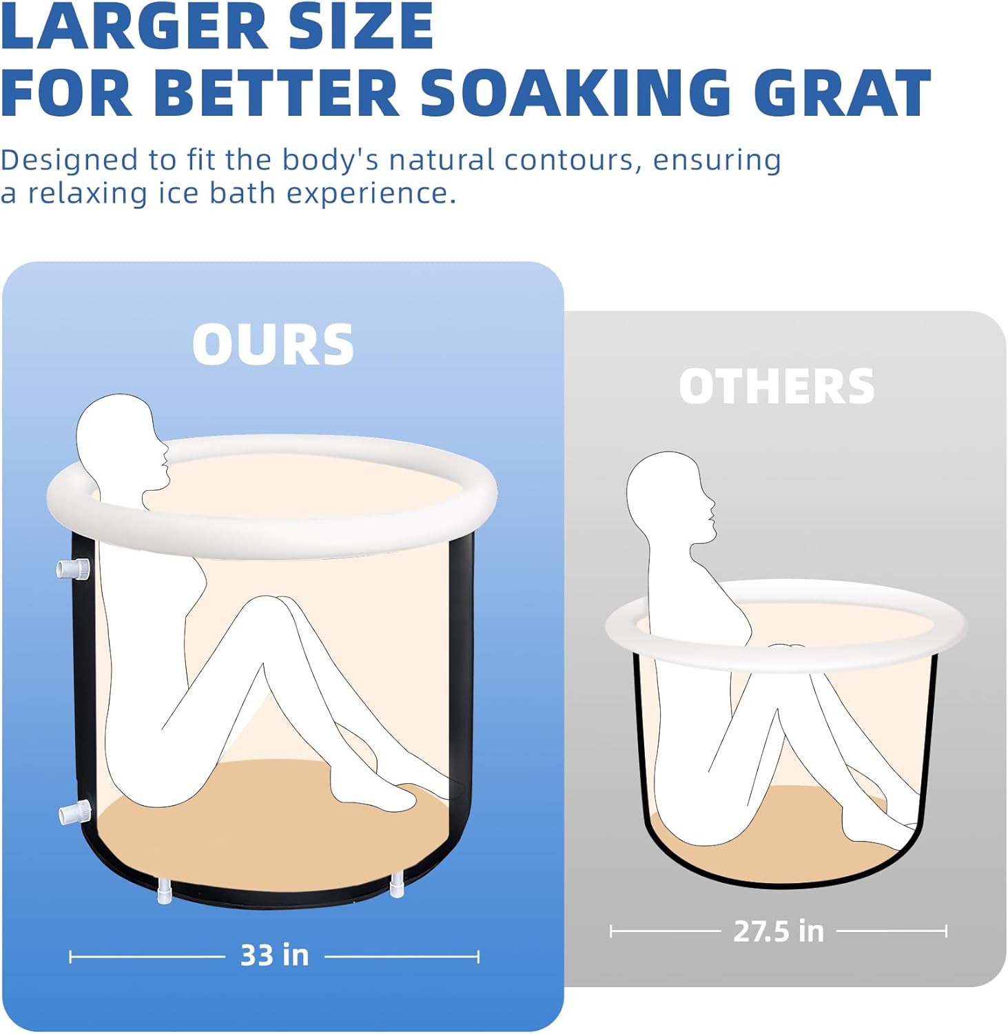 XL Inflatable Cold/Hot Plunge Tub with Cover, Portable Ice Bath Tub, Foldable Bathtub for Hot/Cold Home Shower Adults & Athletes Recovery & Therapy Outdoor Ice Barrel - Image 4