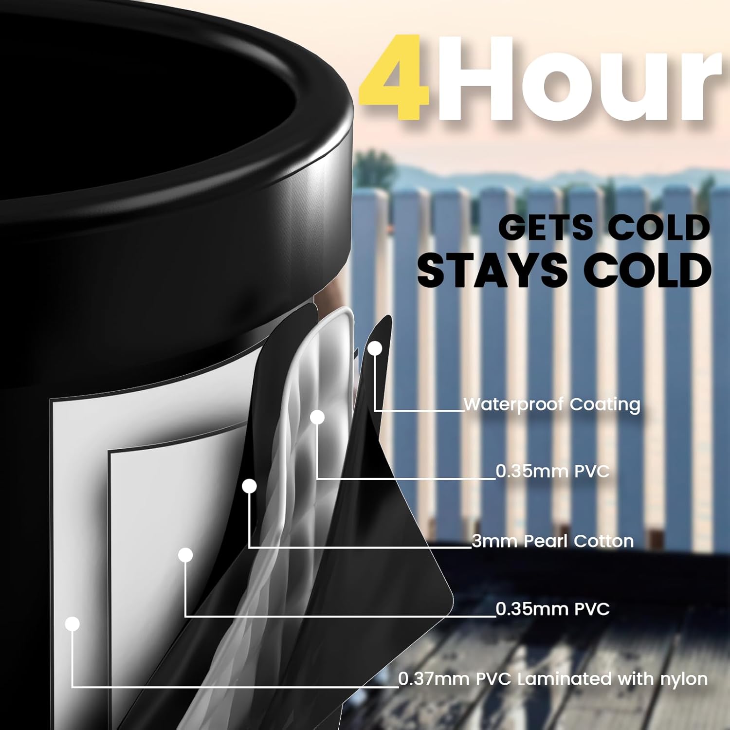 CalmMax Oval Ice Bath Tub with Lid for Athletes 492L Portable Cold Plunge Tub for Cold Water Therapy 5 Layers Ice Baths at Home Outdoor Gym - 105cm Long - Image 5