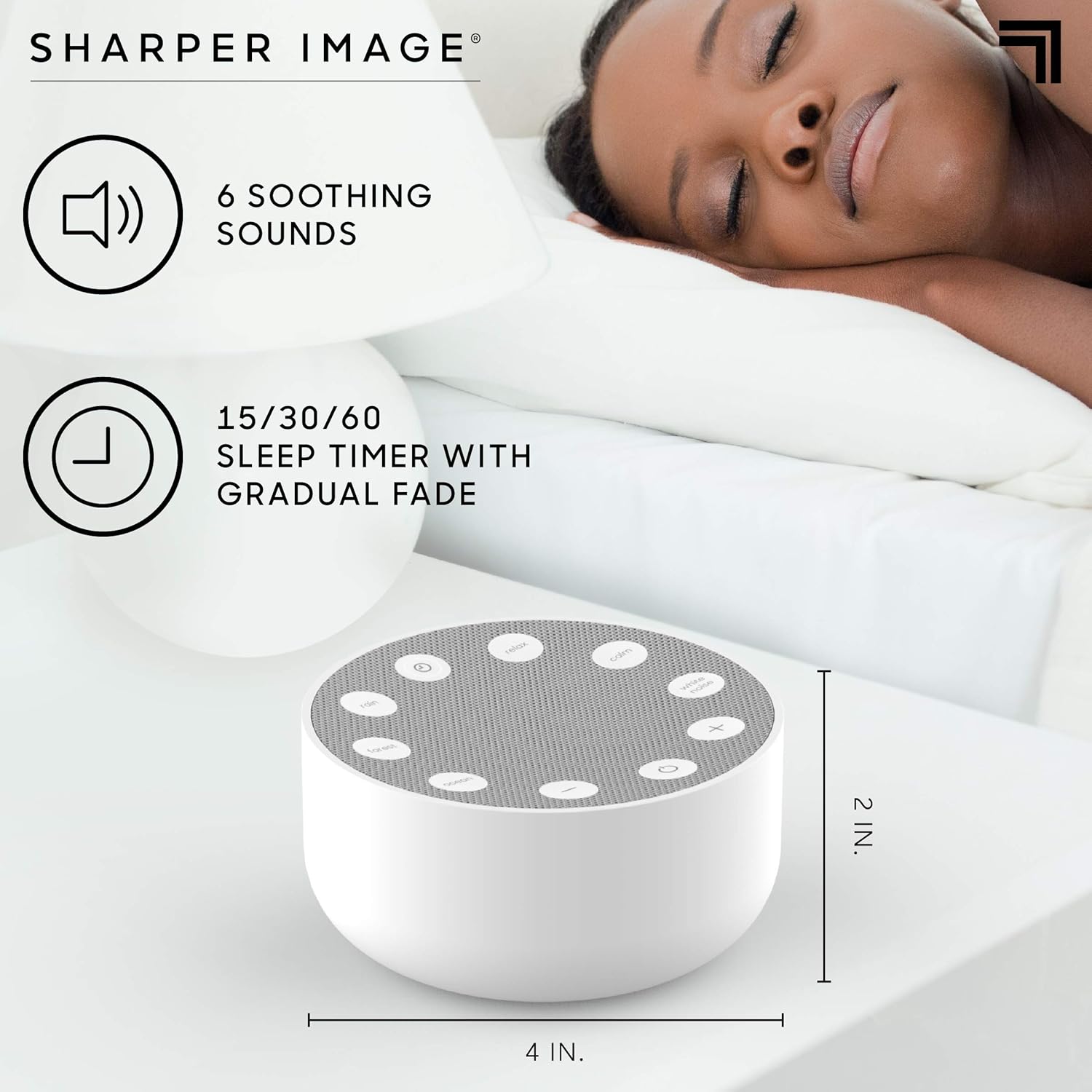 Sharper Image Sleep Therapy White Noise Machine, Soothing Nature Sounds for Baby Kid Adult, Portable Relaxation Wellness Meditation and Naps, Peaceful Rest Sleep Aid, Grey - Image 3