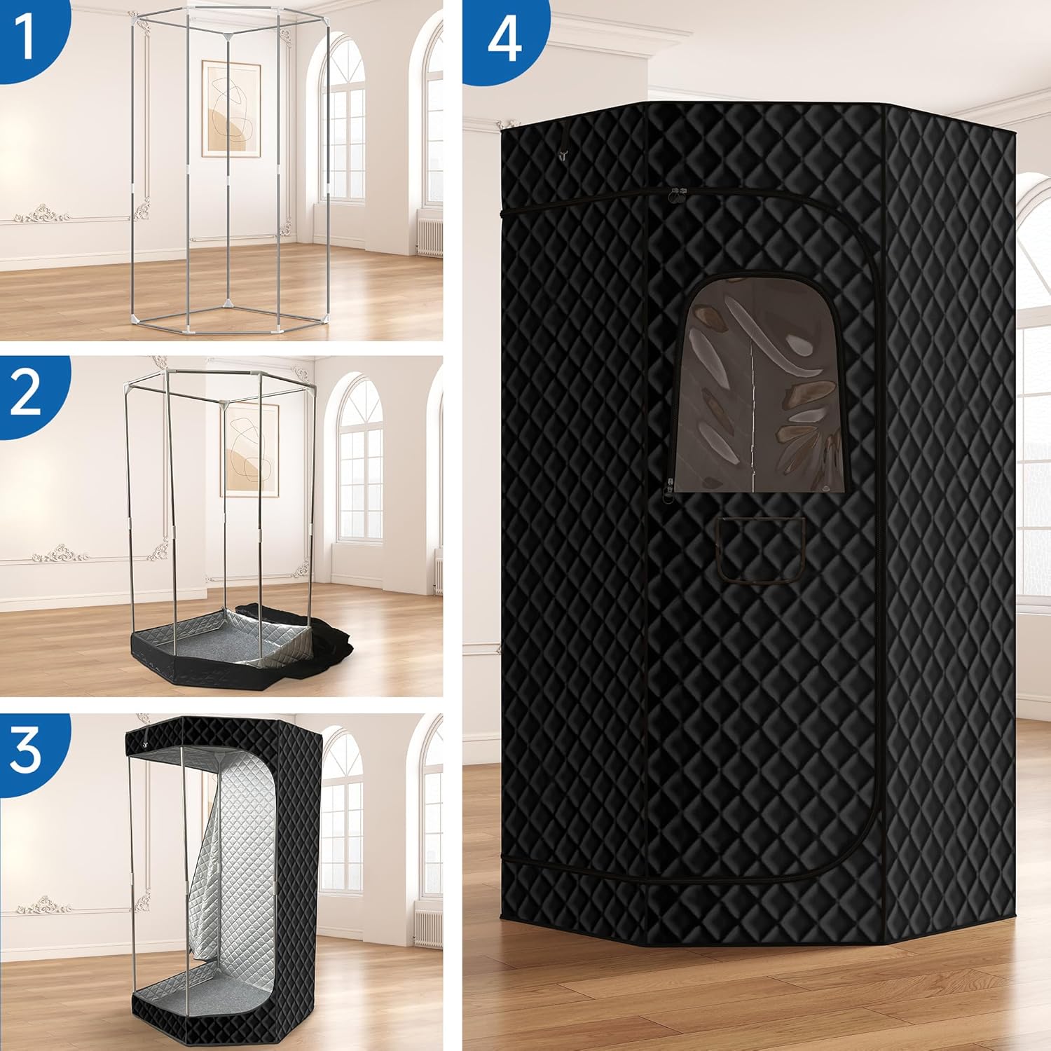 Sauna Box Portable Sauna Tent for Home, Upgraded 6.2Ft Pentagon More Spacious Full Body Steam Sauna for Home Sauna with 7 Minute Fast Heating, 3 Steamer - Image 7