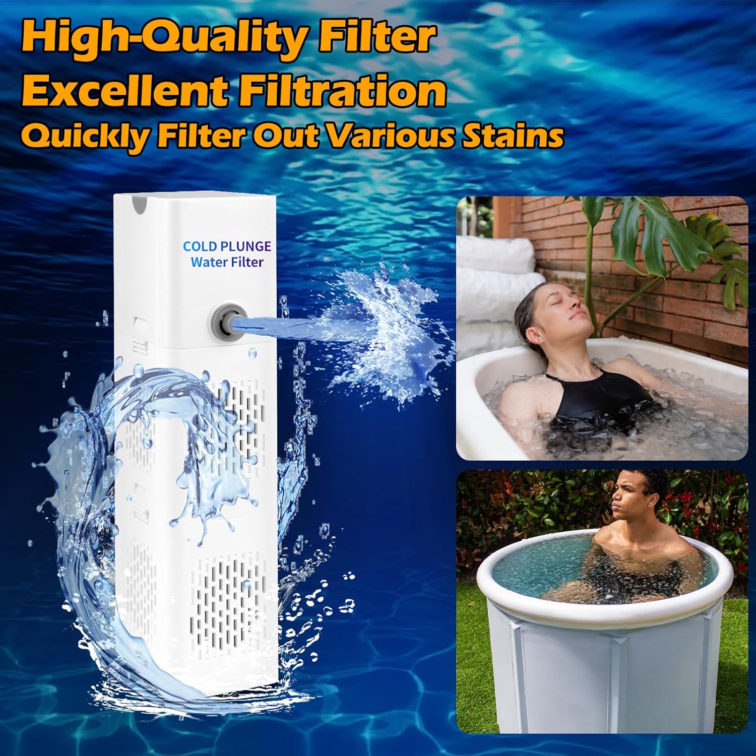 Cold Plunge Filter, 500 GPH Cold Pod Ice Bath Tub Filter, Ice Bath & Cold Plunge Accessories, Reusable Ice Bath Tub Filter, Ice Bath Water Cleaner - Image 6