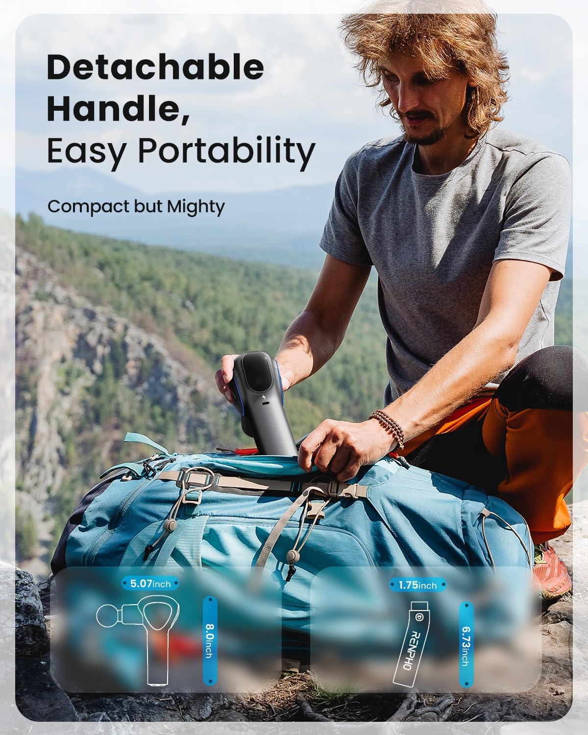 RENPHO Reach Handle Massage Gun with 5 Speed 4 Head,Mini Massage Gun with Extension Handle,Gift for Women Men,Muscle Gun Deep Tissue with 3200rpm for Home Workout Full Body Muscle Relax,Black - Image 6