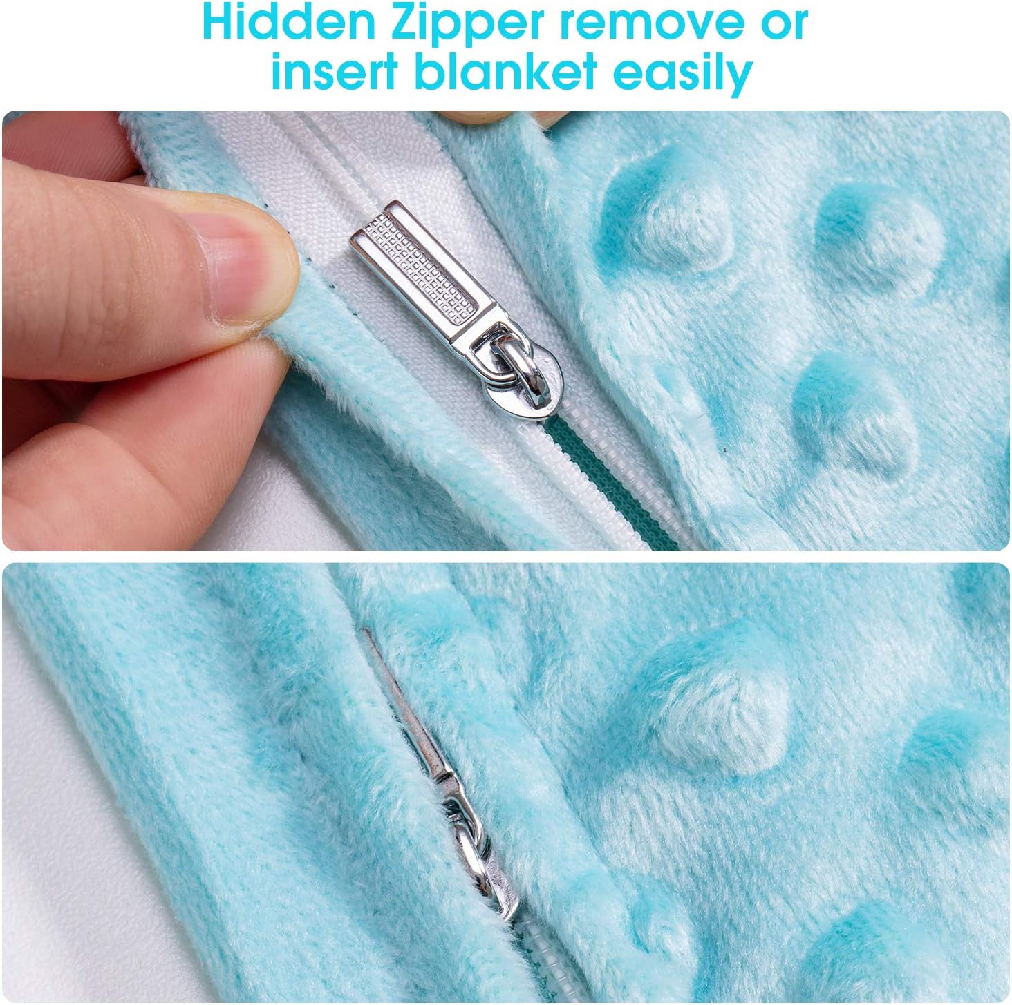 Acdyion Weighted Blankets Removable Duvet Cover for Adults Queen Size (60"x80"),Heavy Blanket Duvet Cover with Soft and Comfort Minky with 12 Ties,Machine Washable Soft Weighted Blanket Cover (Teal) - Image 4