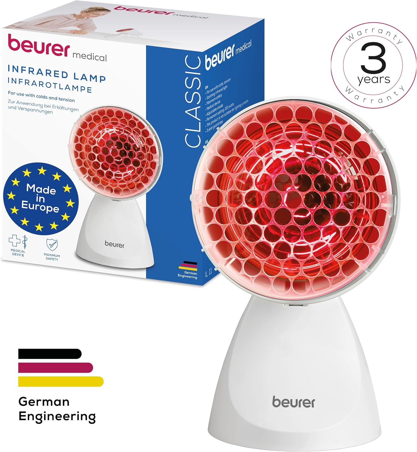 Beurer IL11 Infrared Heat Lamp | Warm, soothing infrared light | Helps ease muscle aches and joint stiffness | Speed recovery from the common cold | Improve complexion | With 5 angles of inclination - Image 5