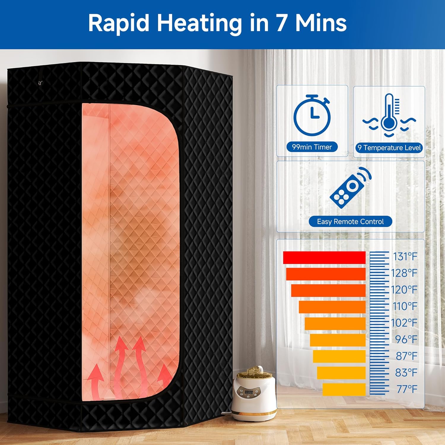 Sauna Box Portable Sauna Tent for Home, Upgraded 6.2Ft Pentagon More Spacious Full Body Steam Sauna for Home Sauna with 7 Minute Fast Heating, 3 Steamer - Image 3