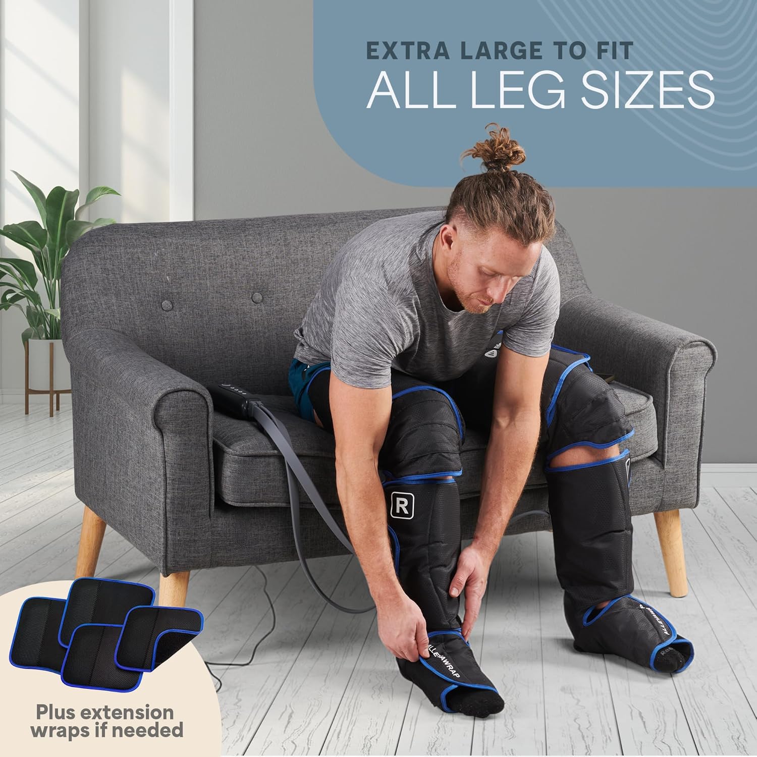 LifePro Leg Massager for Circulation and Pain Relief -Certified Leg Compression Massage Boots with Heat, Foot and Calf Massage, Recovery Machine with 5 Modes and 2 Extension Wraps - Image 6