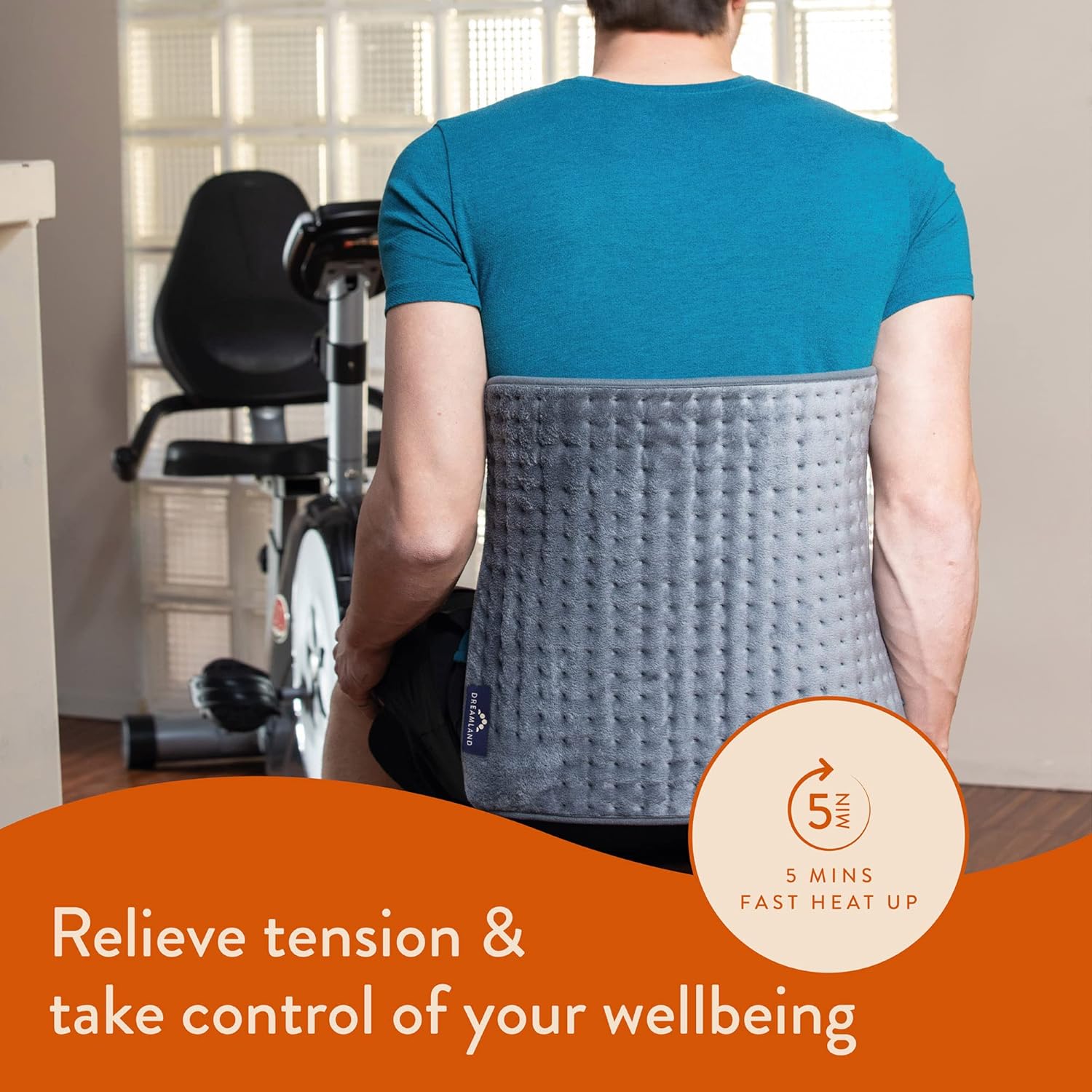 Dreamland Revive Me – Heat Pad Extra Large, Grey, Fast Heat-up, 3-Hour Adjustable Temperature, Auto Safety Shut-Off, Machine Washable, Ideal for belly, back, neck, period pain, 38x50cm - Image 4