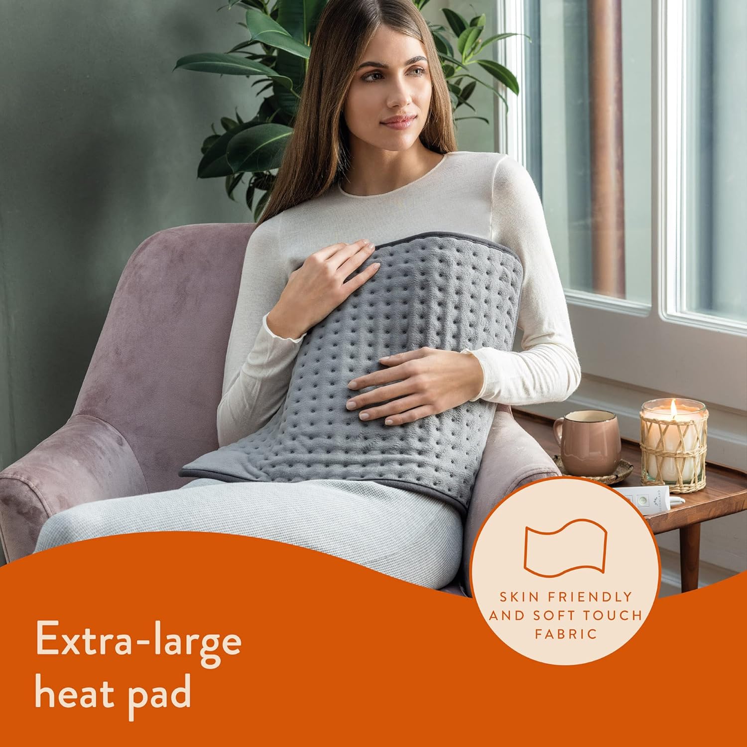 Dreamland Revive Me – Heat Pad Extra Large, Grey, Fast Heat-up, 3-Hour Adjustable Temperature, Auto Safety Shut-Off, Machine Washable, Ideal for belly, back, neck, period pain, 38x50cm - Image 6