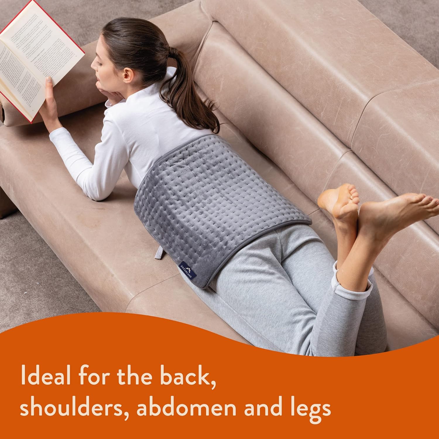 Dreamland Revive Me – Heat Pad Extra Large, Grey, Fast Heat-up, 3-Hour Adjustable Temperature, Auto Safety Shut-Off, Machine Washable, Ideal for belly, back, neck, period pain, 38x50cm - Image 3