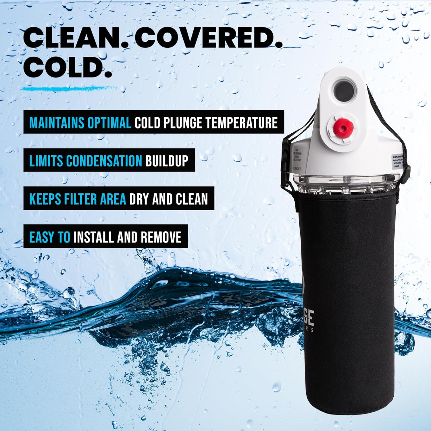 Cold Plunge Insulated Filter Housing Sleeve - ChillGuard Neoprene Insulated Filter Housing Cover for GE GXWH20T - Insulates Cold Plunge, Ice Bath Filter Housings - Image 5