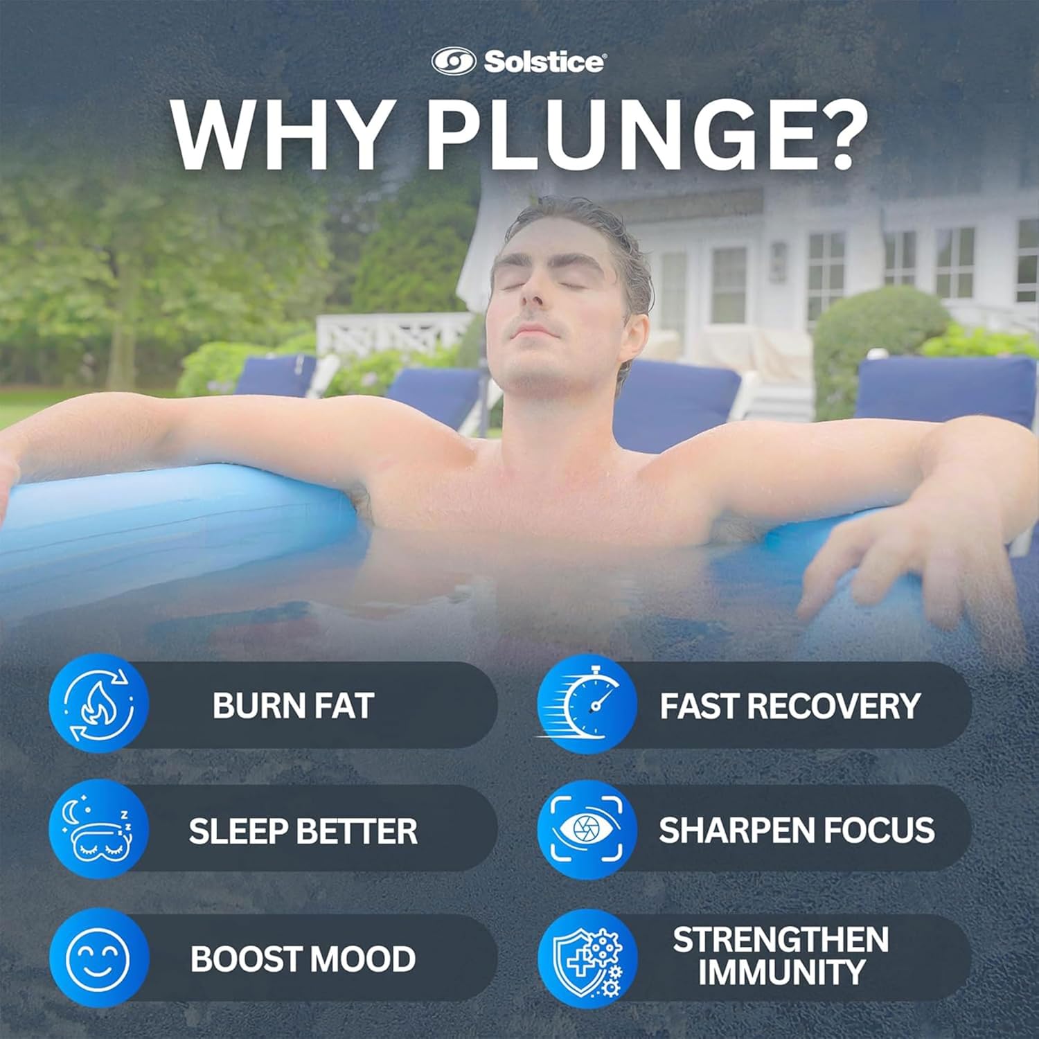 SOLSTICE 1-2 Person Cold Tub, Inflatable Plunge Bath w/Insulated Lid, 100-Gallon Capacity - Includes Pump, Spacious 30-Inch Deep Interior, Durable Drop-Stitch Construction - Image 5