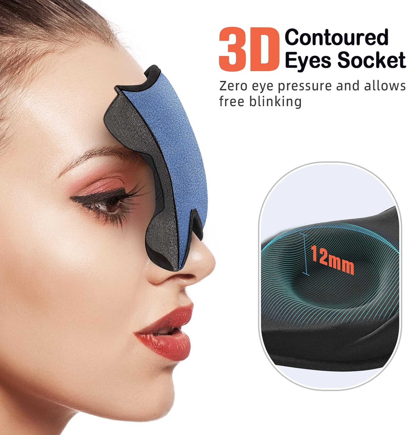 LitBear Sleep Masks, Light Blocking Eye Mask Sleeping for Women Men Side Sleeper, Soft 3D Comfortable Sleeping Mask with Adjustable Elastic Strap for Travel - Image 4