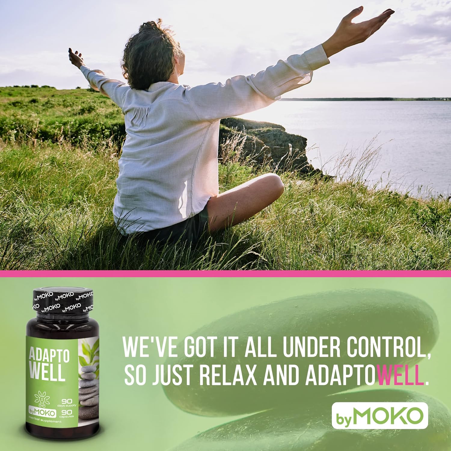 AdaptoWELL Stress and Anxiety Relief Supplement - Calm Complex with Ashwagandha, Passionflower, Hawthorn Berry, and Lemon Balm Extract, Relaxation Formula for Mood, Sleep aid, Wellness 90 Capsules - Image 4