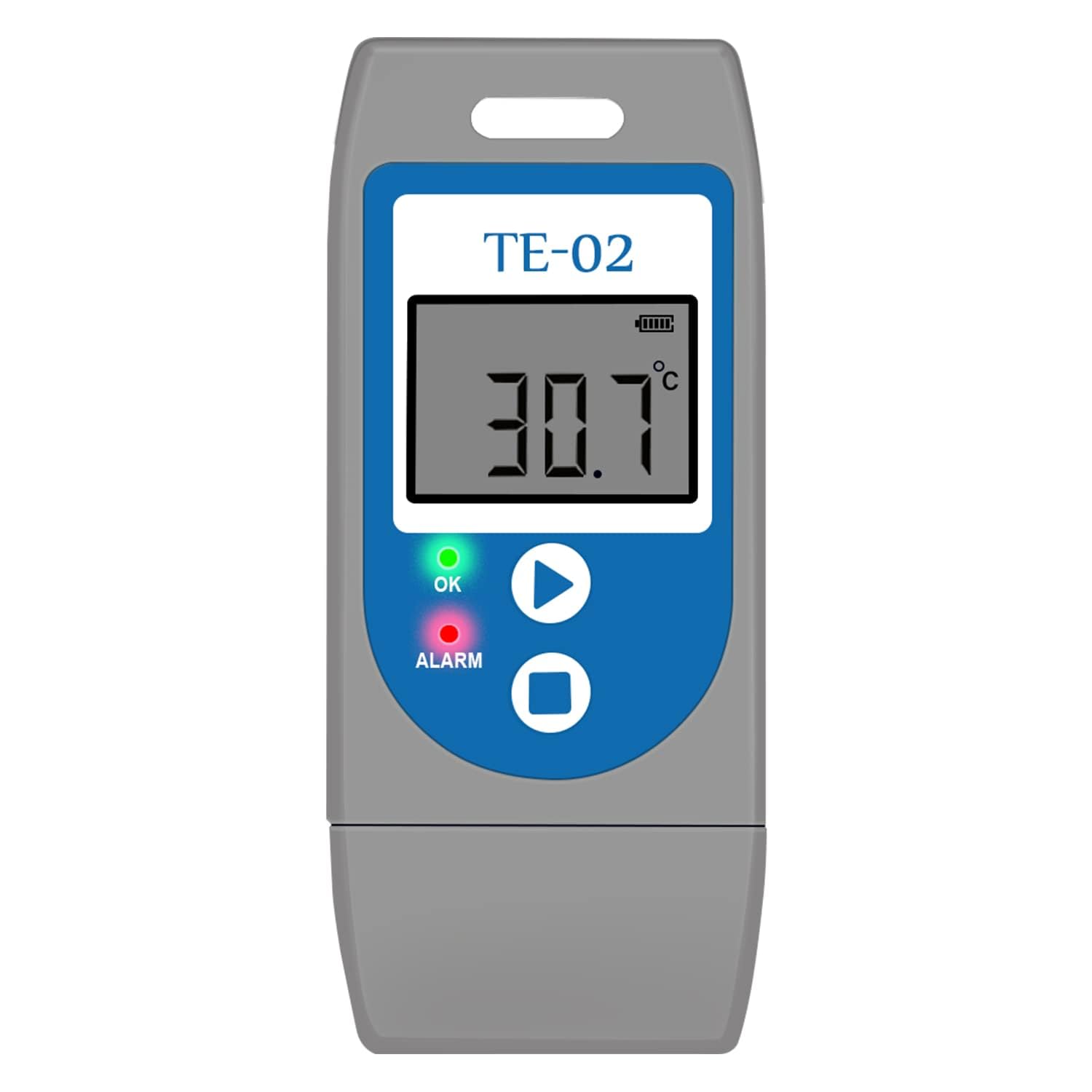 ThermElc TE‑02 Grey Temperature Data Logger, Auto PDF/CSV Reports, Reusable USB Recorder with Calibration Certificate, Multi‑Device Comparison, Pharmacy Fridge Thermometer