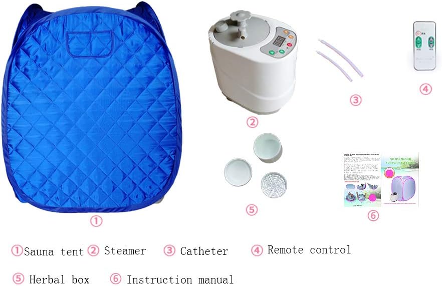 ZONEMEL Portable Personal Steam Sauna for Home, Folding Tent, 2L 900 Watt Steamer with Remote Control, Full Body Relaxation Detox Therapy-Blue - Image 7