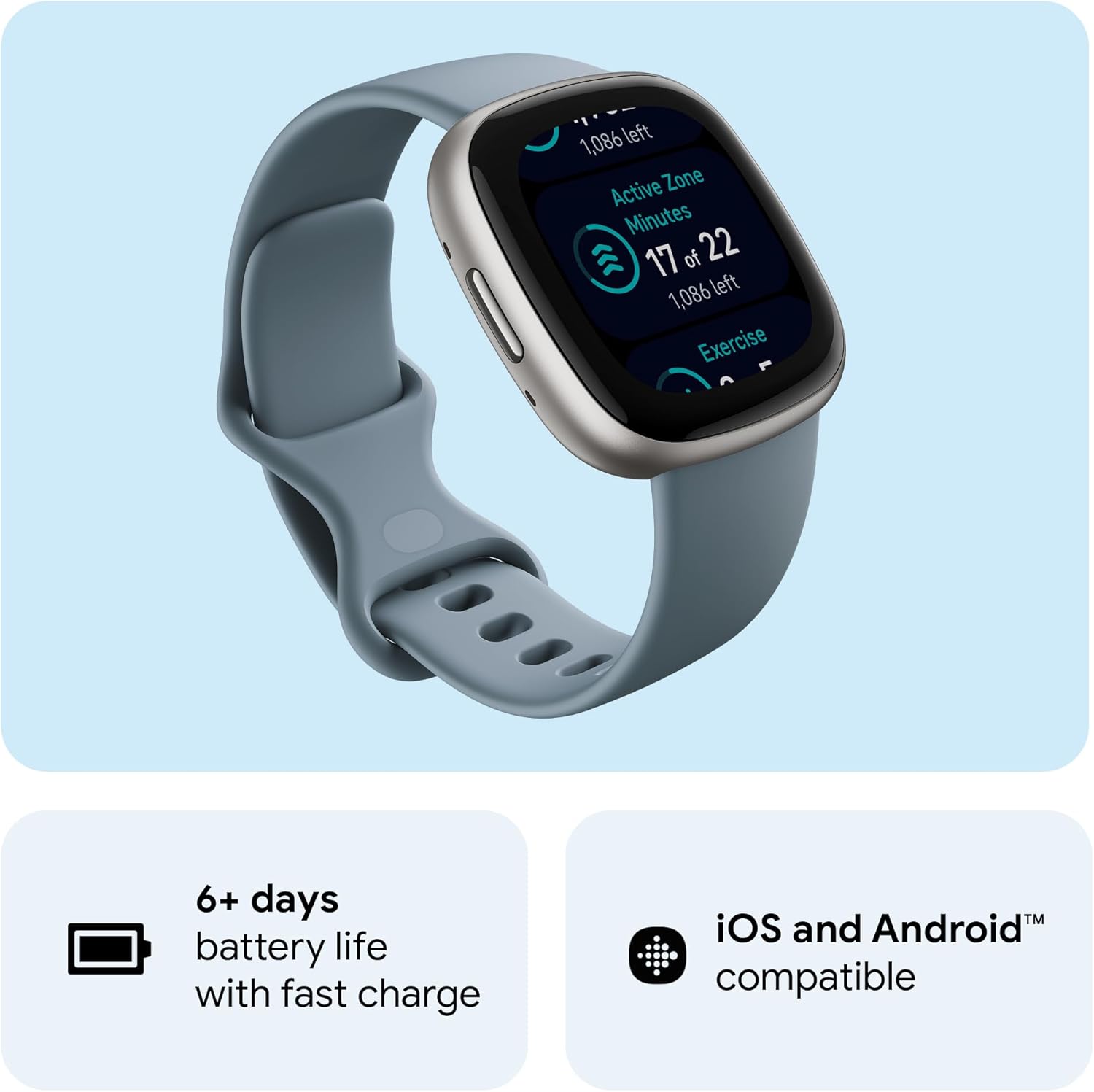 Google Fitbit Versa 4 Fitness Smartwatch with built-in GPS and up to 6 days battery life - compatible with iOS 15 or higher & Android OS 9.0 or higher - Image 2