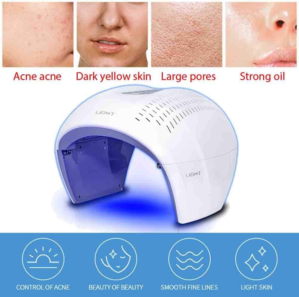 Portable LED Light Therapy Mask - Red & Blue Light Therapy for Acne Treatment & Wrinkle Removal, 7-Color Photon Facial Care Device for Anti-Aging and Skin Rejuvenation, Home Salon Use