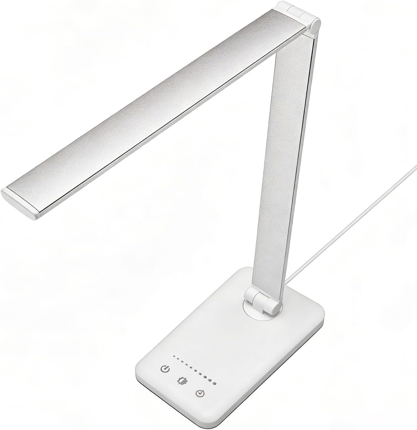 LED Desk Lamp with USB Charging Port, 5 Color Modes, 10 Dimmable Brightness Levels, Eye-Caring Reading Light, Touch Control & 30/60 min Auto Timer, Silver - Image 8