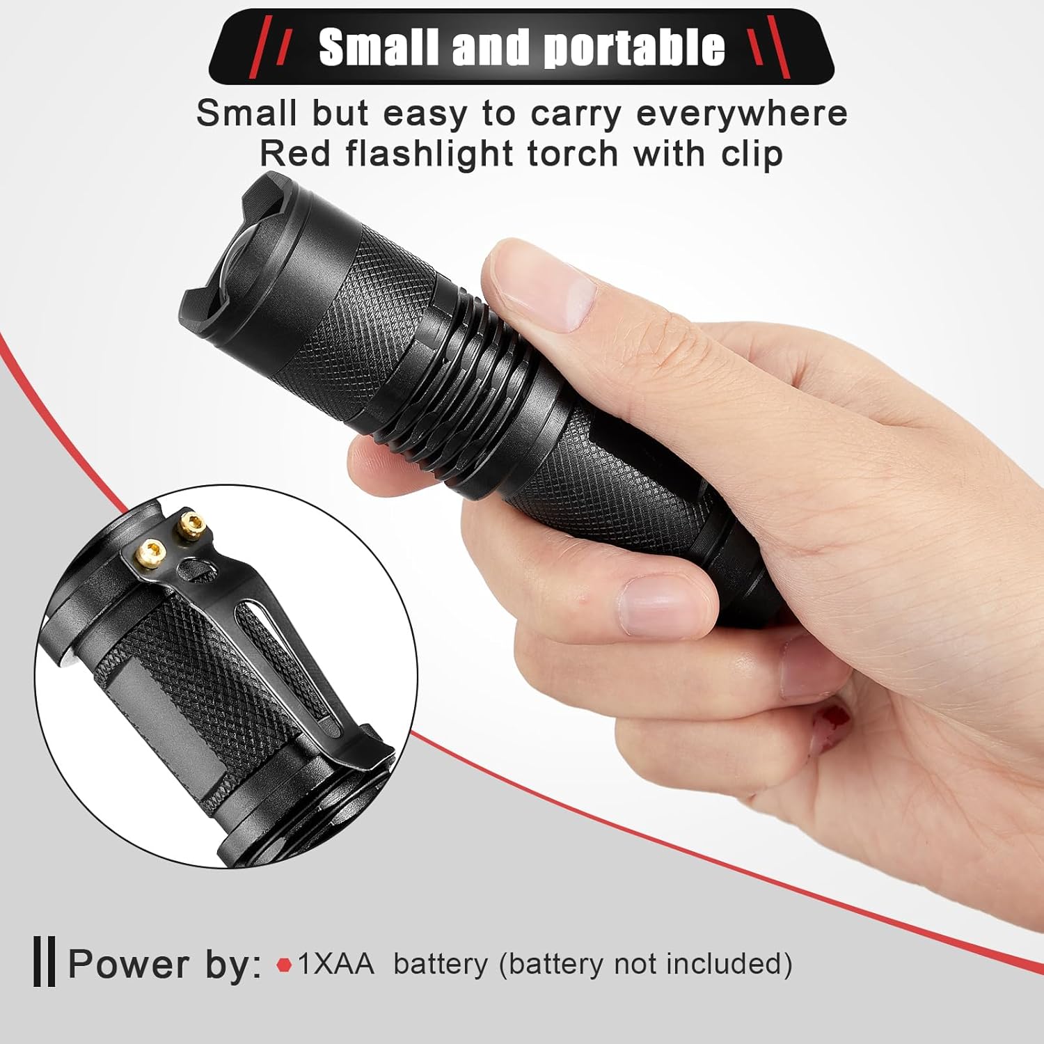 Honoson Red Light Flashlight for Night Observation, Astronomy, Aviation, One Mode, Zoomable Focus, Long Battery Life - Image 4