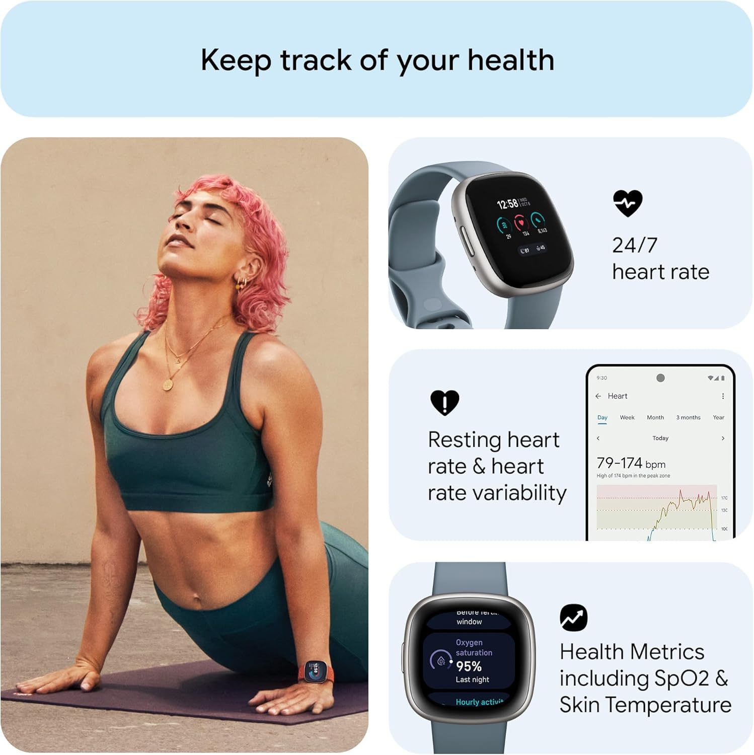 Google Fitbit Versa 4 Fitness Smartwatch with built-in GPS and up to 6 days battery life - compatible with iOS 15 or higher & Android OS 9.0 or higher - Image 6