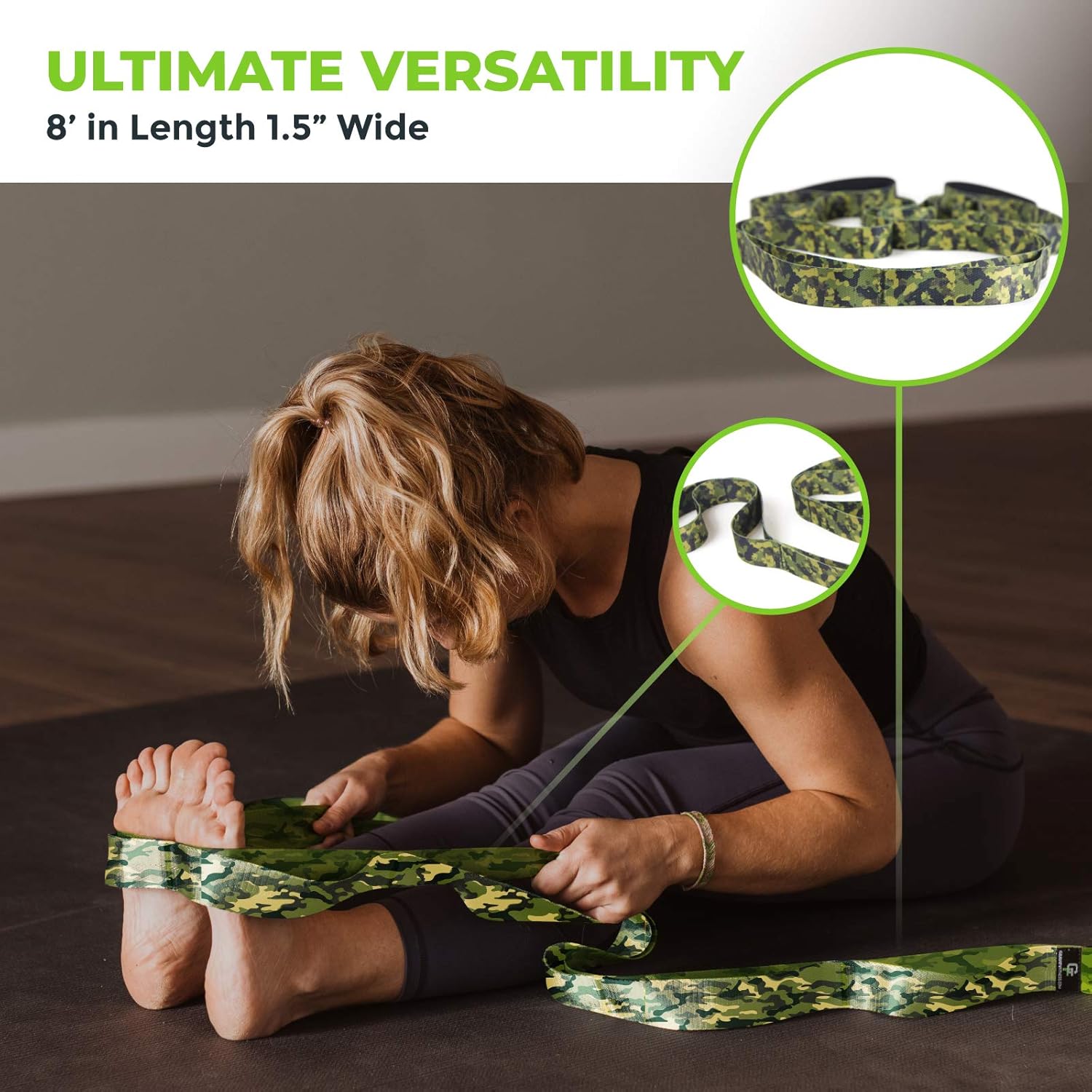 Gradient Fitness Stretching Strap, Premium Quality Multi-Loop Strap, Neoprene Padded Handles, 12 Loops, 1.5" W x 8' L - Image 4