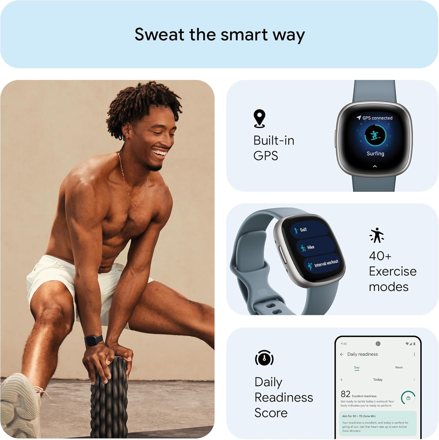 Google Fitbit Versa 4 Fitness Smartwatch with built-in GPS and up to 6 days battery life - compatible with iOS 15 or higher & Android OS 9.0 or higher - Image 3