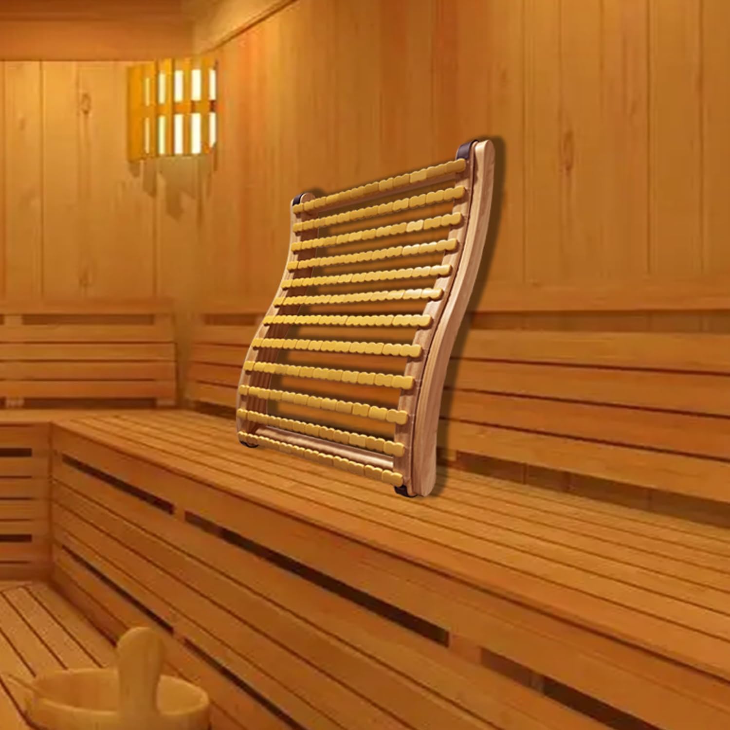 Natural Bamboo Sauna Backrest, More Flexible Than Wood, Better Fits Your Back, Features Anti-Slip Rubber Pad. Sauna Accessory Set (1 Pack) - Image 7