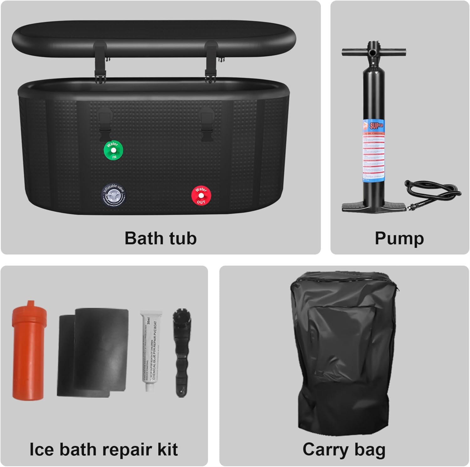 HotMax XXL Drop Stitch Ice Bath Tub for Recovery 216 Gal, Compatible with Water Chillers, Cold Plunge Tub with Insulated Lid, Multi-layer Portable Bathtub for Cold Water Therapy(59IN*32.2IN*27IN) - Image 9