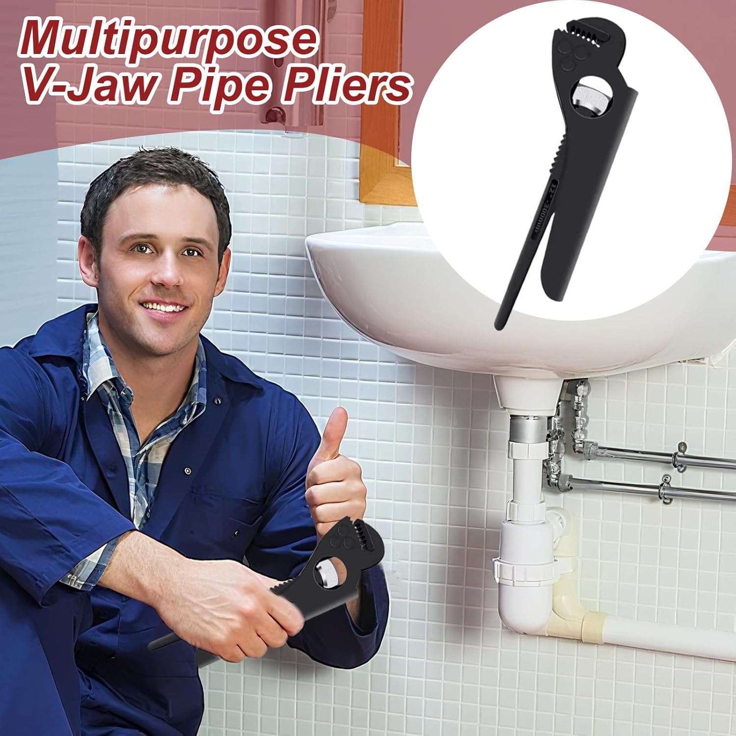 Water Pump Pliers,Hose Recovery Wrench | V-Beek Water Pliers for Industry, Plumber, Electrician and Household Use - Image 9