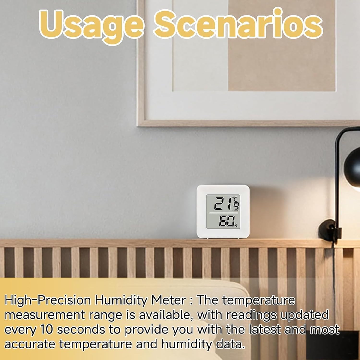 Indoor Moisture Meter - Battery Operated Hydrometer, Temperature Humidity Gauge with Accurate Readings, Terrarium Incubator Greenhouse Monitor, Home Bedroom Garage RV, Indoor Outdoor Room Climate Tool - Image 5