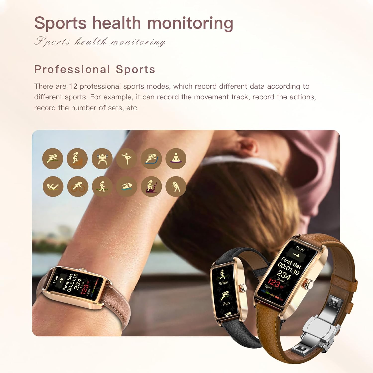 findtime Fitness Watch for Women Step Counter Watch Fitness Tracker Pedometer Heart Rate Monitor Sleep Tracker Activity Trackers with Steps Distance Calories Counting Compatible with Android iOS - Image 4