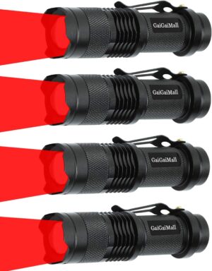 4 Pack Red Light Flashlight 3 Modes...