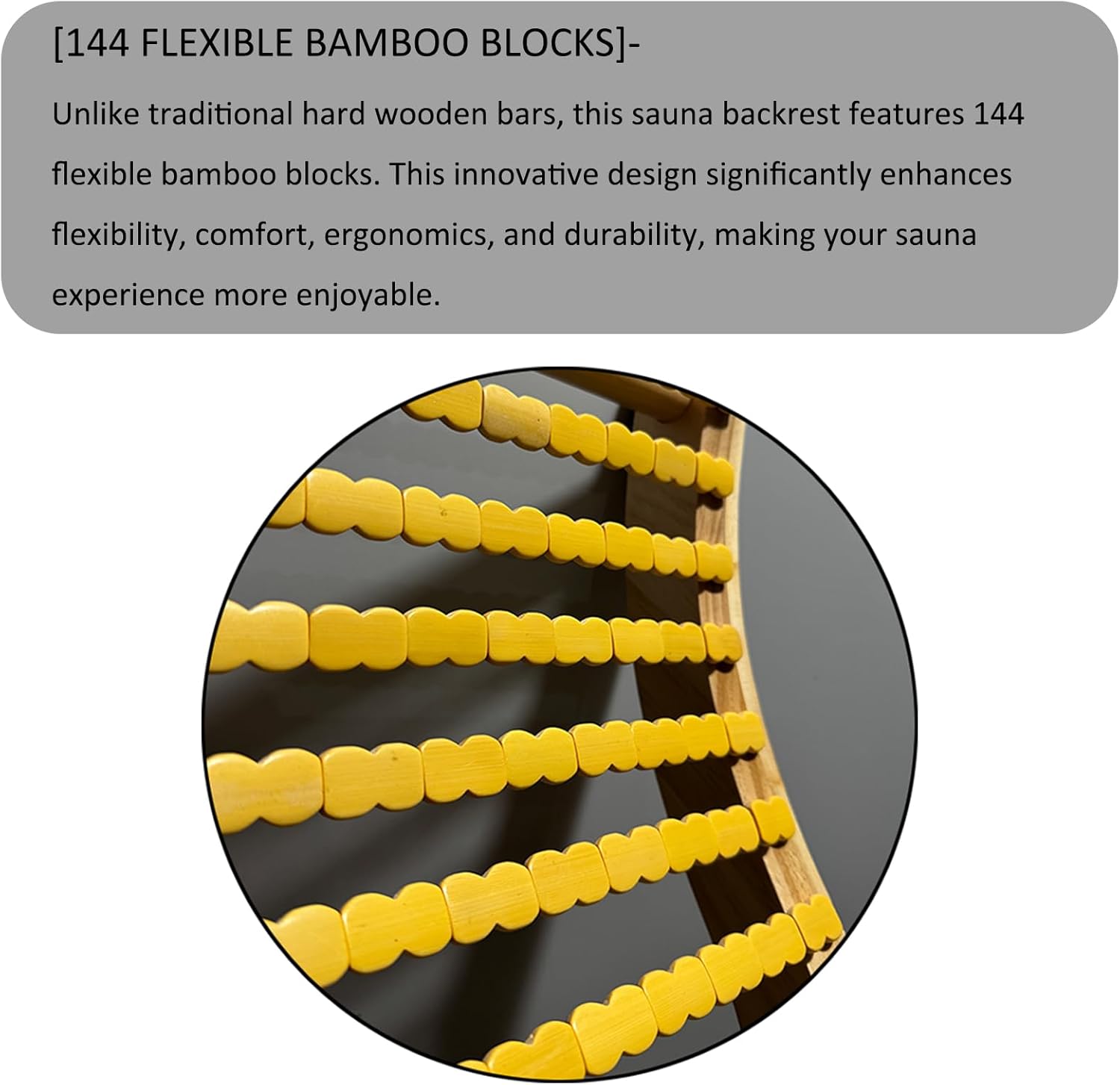 Natural Bamboo Sauna Backrest, More Flexible Than Wood, Better Fits Your Back, Features Anti-Slip Rubber Pad. Sauna Accessory Set (1 Pack) - Image 4