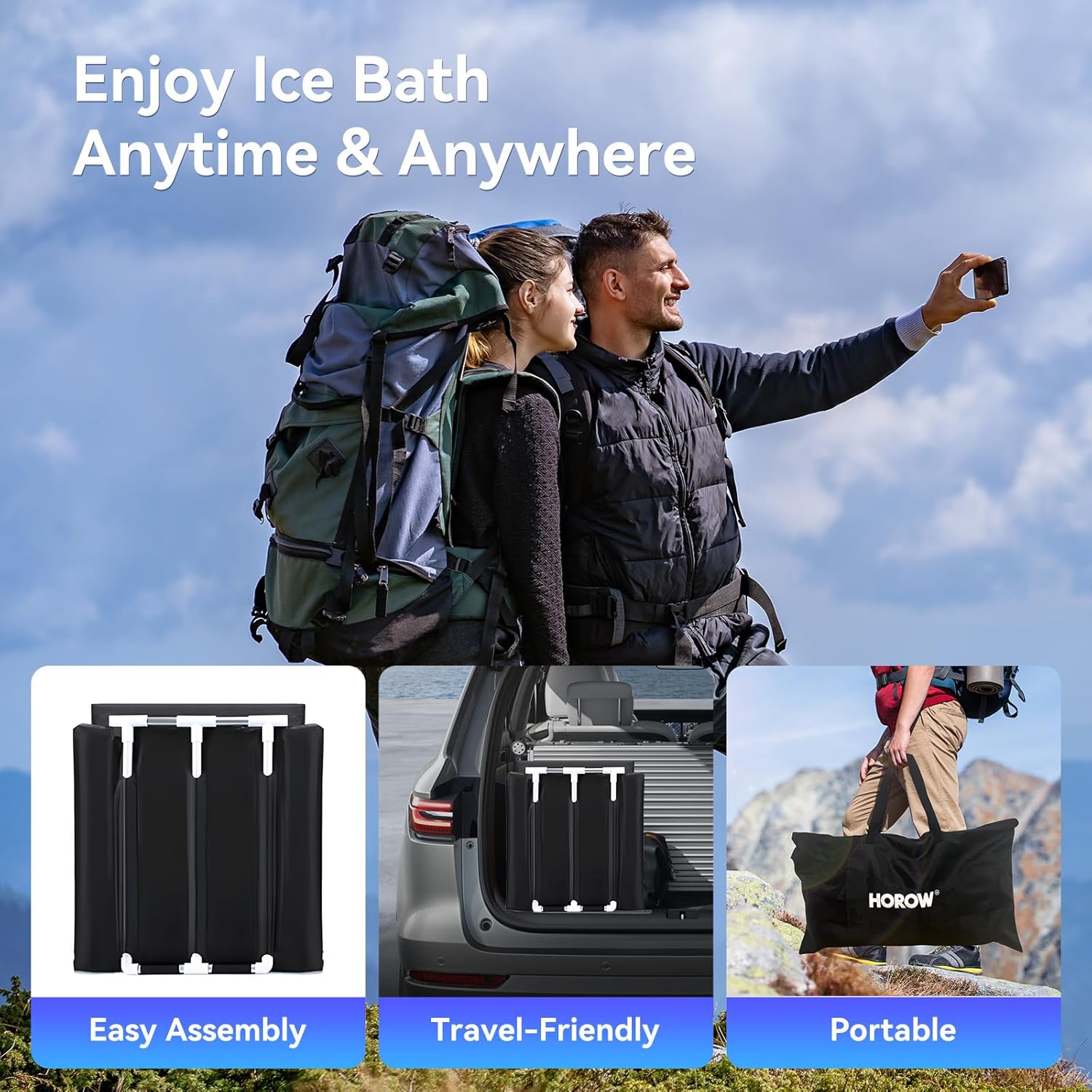 HOROW XL Large Oval Ice Bath Tub for Athletes, 100 Gallons Portable Cold Plunge Tub for Recovery and Cold Water Therapy, Multiple Layered Ice Plunge Tub with Cover for Family Gardens, Gym, Outdoor Use - Image 9