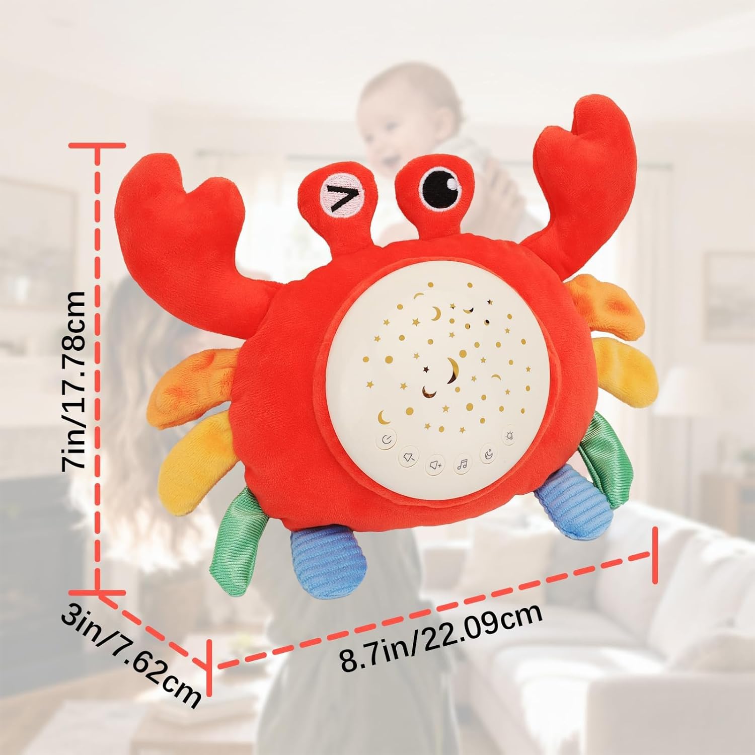 Soother with Projector Night Light Baby White Noise Sound Machine Musical Sheep Plush Toy for Newborns,Infants Night Light Star Projector - Image 8