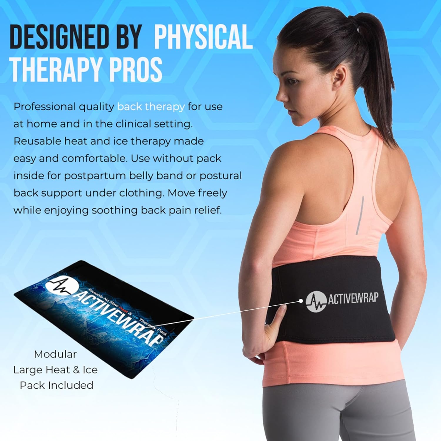 ActiveWrap Heat Ice Therapy Wrap for Back (Large / XL) - Reduces Lower Back Pain, Swelling, and Back Stiffness - Hot / Cold Gel Pack Included - Image 5