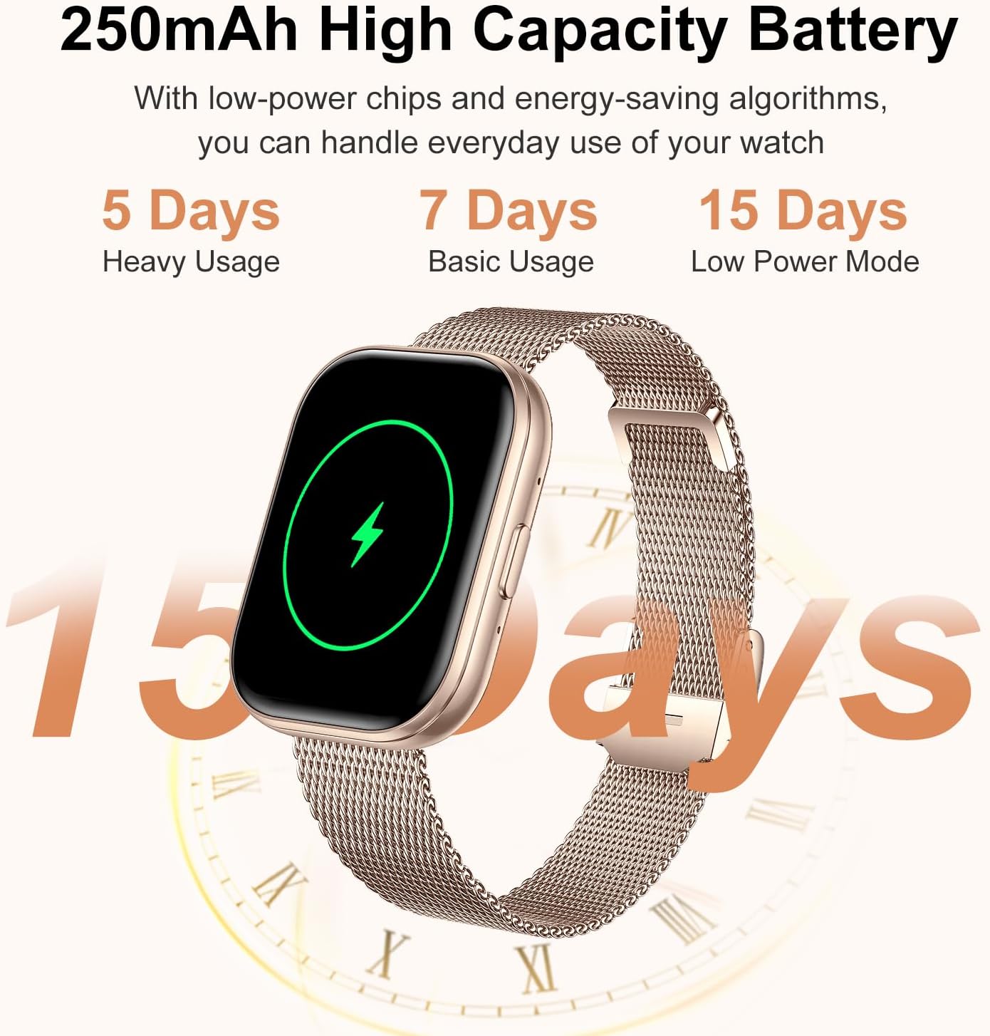 Smart Watches for Women, 1.75" HD Fitness Tracker (Answer/Make Calls), IP68 Waterproof Smartwatch with Heart Rate SpO2 Sleep Stress Monitor, 120+ Sports Modes Watch for Android & iPhone (Rose Gold) - Image 8