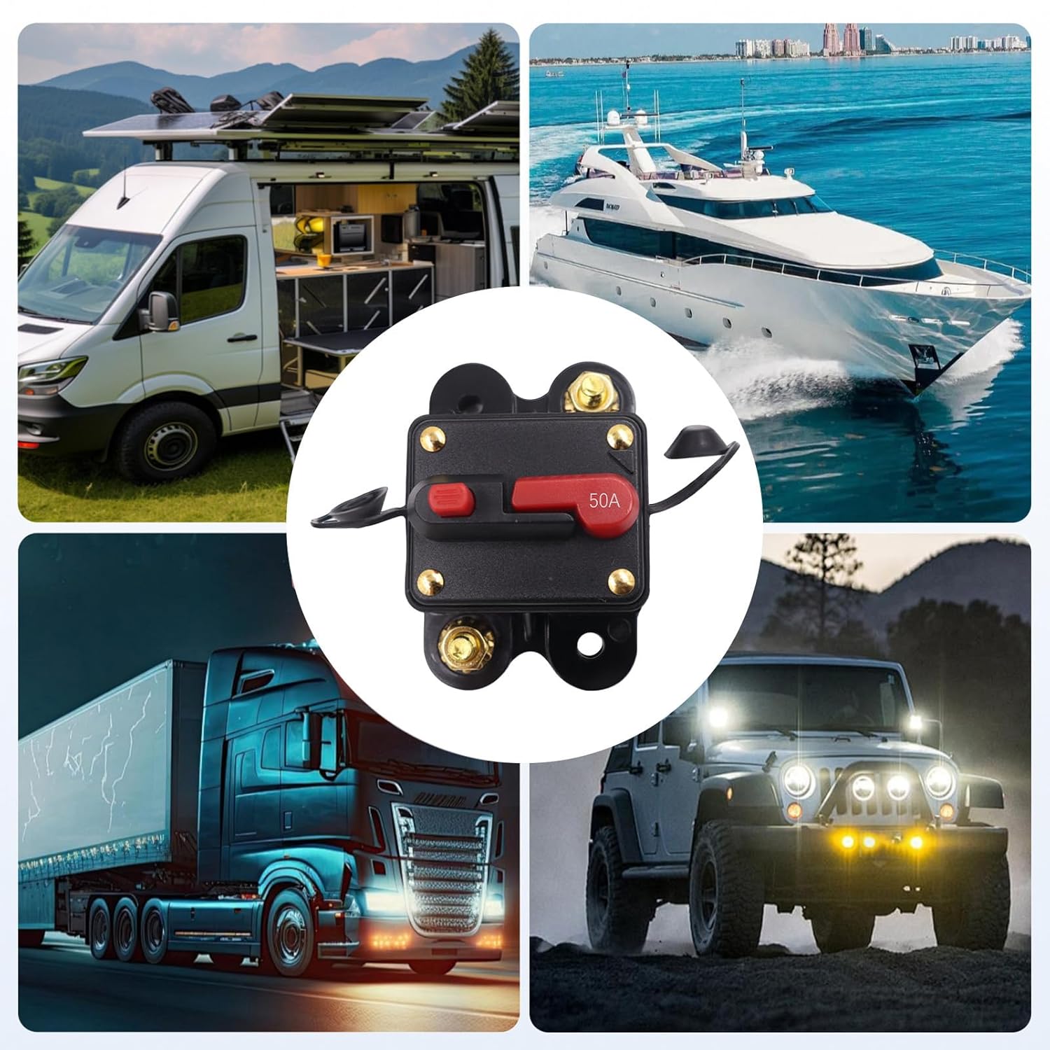 RV Circuit Breaker, Current Protector Shift, Electrical Safety Device with Trip Function for Boat Home Vehicle Outlet, Inspection Engineering Tools, Electrician Marine ATV, for Outdoor Power Control - Image 5