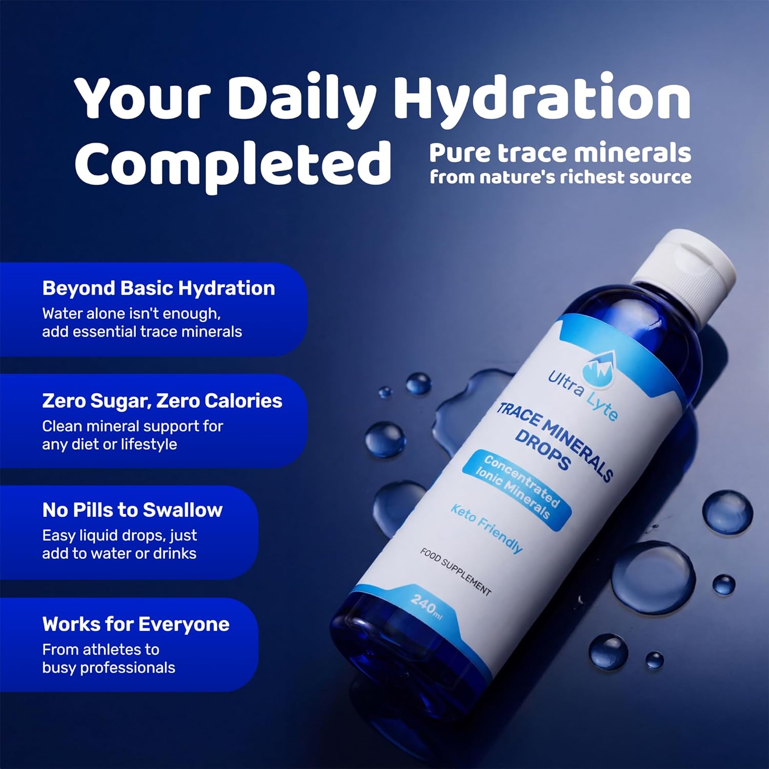 Ultra Lyte Trace Mineral Drops – 237 ml All Natural Complete Mineral Complex Food Supplement – 96 Days Supply – Electrolyte Drops – 72 Trace Minerals (8 oz) - Image 2