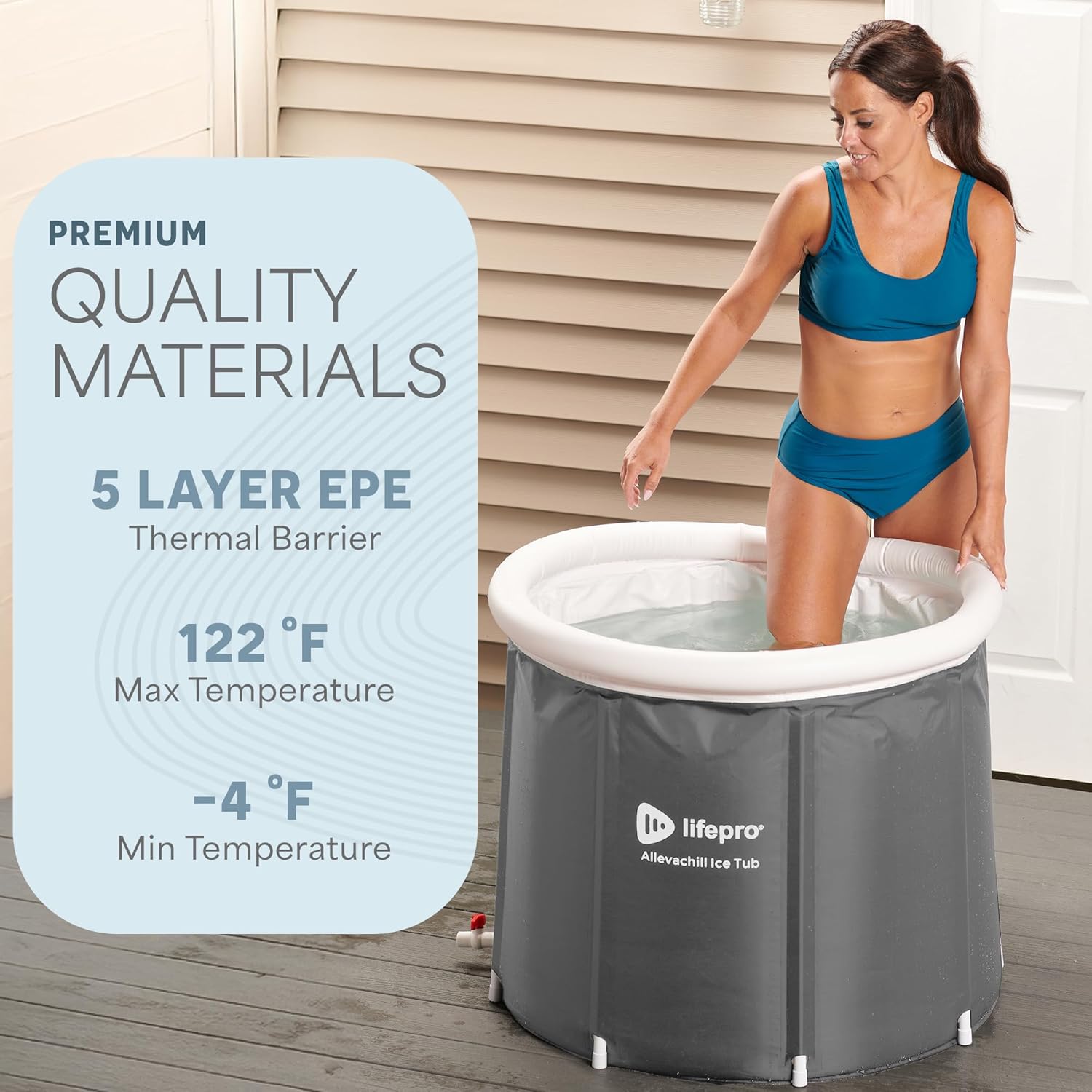 Lifepro Cold Plunge Tub - Portable Ice Bath Tub for Athletes and Adults, Large 92 Gallon Cold Plunge Pool for Cold Water Therapy Recovery with Cover and Bag - Ice Baths at Home, Outdoor - Image 6