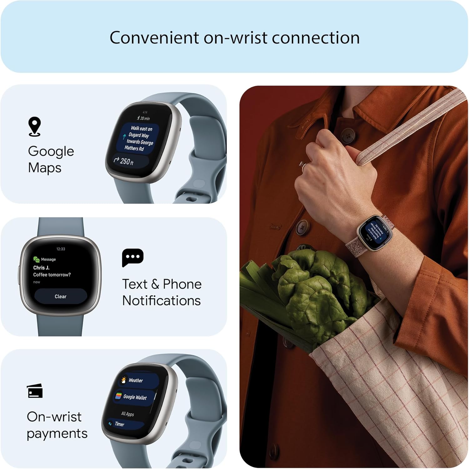 Google Fitbit Versa 4 Fitness Smartwatch with built-in GPS and up to 6 days battery life - compatible with iOS 15 or higher & Android OS 9.0 or higher - Image 4