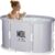 Portable Bathtub, Foldable Bathtub No Installation, Freestanding Shower Bathtubs with Cushion, Collapsible SPA Soaking Bath Tub, Hot & Ice Bath Tub for Indoor Outdoor (Light Gray)